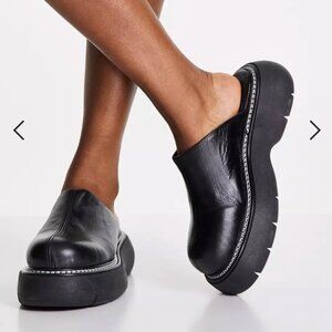 Topshop Real Leather Durable Chunky Clogs